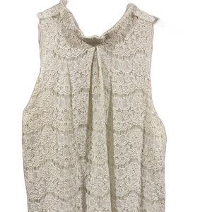 New York & Company Lace sleeveless crocheted lined blouse size S